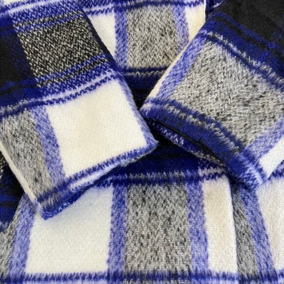 Forever 21 Sz M Longline Textured Plaid Coat Retro Duster Peacoat Relaxed Fit - Picture 15 of 16